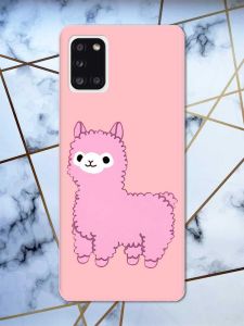 Матовий рожевий чохол на Samsung Galaxy A31 дизайн Лама рожева принт 100