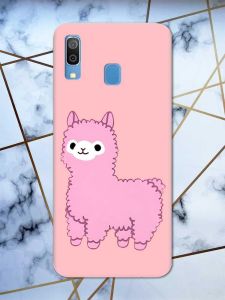Матовий рожевий чохол на Samsung Galaxy А30 (2019) / А20 (2019) дизайн Лама рожева принт 100
