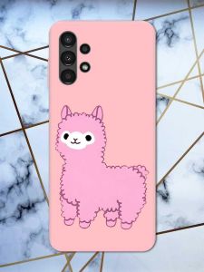 Матовий рожевий чохол на Samsung A13 4G дизайн Лама рожева принт 100