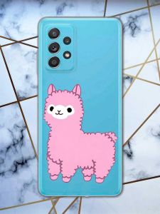 Прозорий чохол на Samsung Galaxy A52 дизайн Лама рожева принт 100