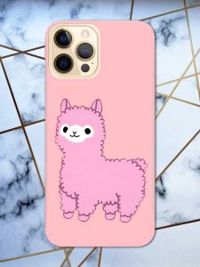 Матовий рожевий чохол на Apple iPhone 12 Pro Max дизайн Лама рожева принт 100