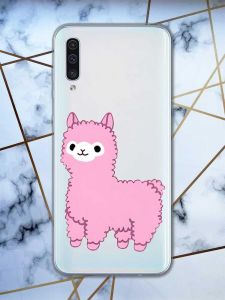 Прозорий чохол на Samsung Galaxy A50 (2019) A505 дизайн Лама рожева принт 100