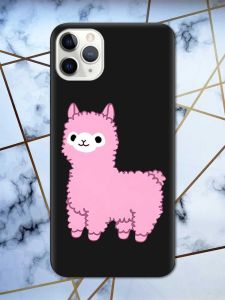 Матовий чорний чохол на iPhone 11 Pro (5.8) дизайн Лама рожева принт 100