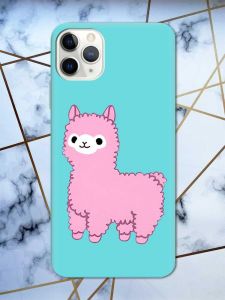 Матовий бірюзовий чохол на Apple iPhone 11 (6.1) дизайн Лама рожева принт 100