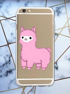 Прозорий чохол на iPhone 6/6s :: Лама рожева (принт 100)
