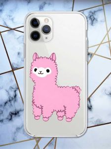 Прозорий чохол на Apple iPhone 11 Pro Max (6,5) дизайн Лама рожева принт 100