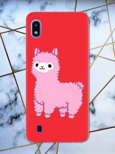 Матовий червоний чохол на Samsung Galaxy А10 (2019) А105 дизайн Лама рожева принт 100