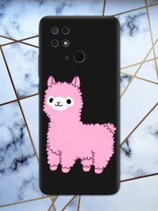 Матовий чорний чохол на Xiaomi Redmi 10C дизайн Лама рожева принт 100