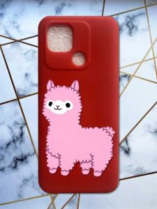 Матовий червоний чохол на Xiaomi Redmi 10C дизайн Лама рожева принт 100