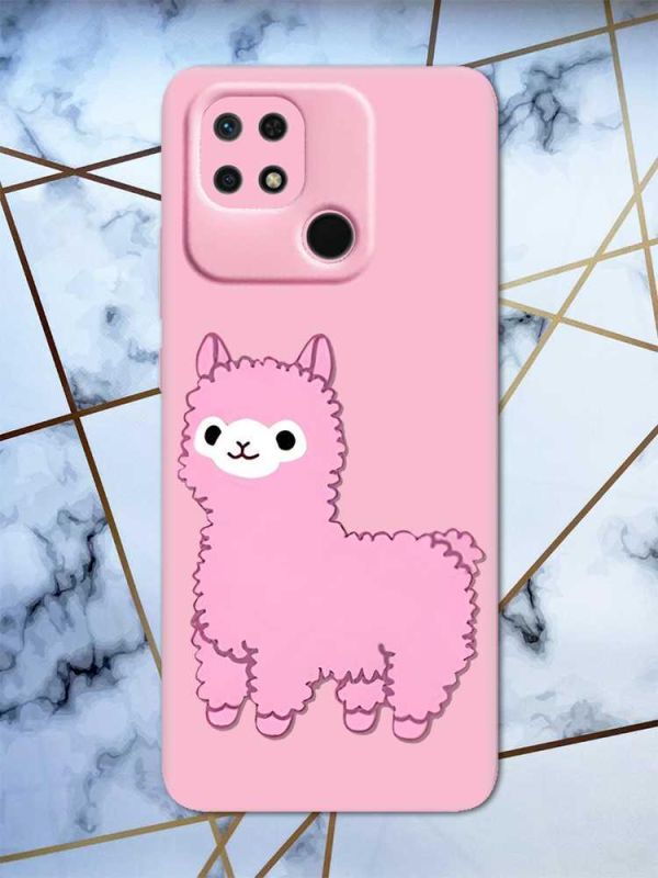 Матовий рожевий чохол на Xiaomi Redmi 10C дизайн Лама рожева принт 100