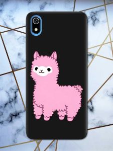 Матовий чорний чохол на Xiaomi Redmi 7A дизайн Лама рожева принт 100