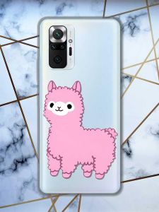 Прозорий чохол для Xiaomi Redmi Note 10 Pro/10 Pro Max :: Лама рожева (принт 100)