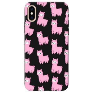 Матовий чорний чохол на iPhone XS MAX дизайн Лами рожеві принт 101