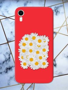 Матовий червоний чохол на Apple iPhone XR рельєфний дизайн Букет ромашок принт 40