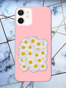 Матовий рожевий чохол на Apple iPhone 12 / 12 Pro (6.1) рельєфний дизайн Букет ромашок принт 40