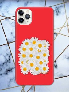 Матовий червоний чохол на iPhone 11 Pro Max (6.5) рельєфний дизайн Букет ромашок принт 40