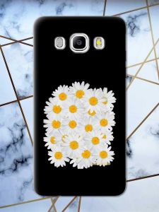 Матовий чорний чохол на Samsung Galaxy J5(2016) J510 рельєфний дизайн Букет ромашок принт 40