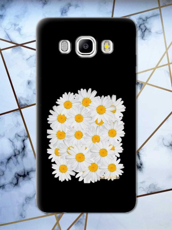 Матовий чорний чохол на Samsung Galaxy J5(2016) J510 рельєфний дизайн Букет ромашок принт 40