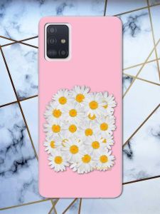 Матовий рожевий чохол на Samsung Galaxy A51 рельєфний дизайн Букет ромашок принт 40