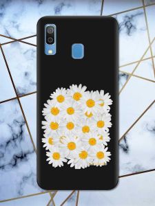 Матовий чорний чохол на Samsung Galaxy А30 (2019) / А20 (2019) рельєфний дизайн Букет ромашок принт 40