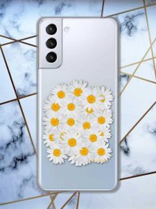 Прозорий чохол для Samsung Galaxy S21 (G991)  рельєфний дизайн Букет ромашок принт 40