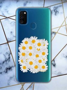 Прозорий чохол на Samsung Galaxy M30s/М21  рельєфний дизайн Букет ромашок принт 40