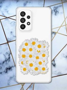 Прозорий чохол на Samsung Galaxy A53  рельєфний дизайн Букет ромашок принт 40