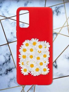 Матовий червоний чохол на Xiaomi Redmi Note 11 4G рельєфний дизайн Букет ромашок принт 40