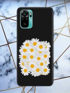 Матовий чорний чохол на Xiaomi Redmi Note 10 / Note 10s рельєфний дизайн Букет ромашок принт 40