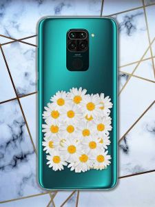 Прозорий чохол на Xiaomi Redmi Note 9 рельєфний дизайн Букет ромашок принт 40