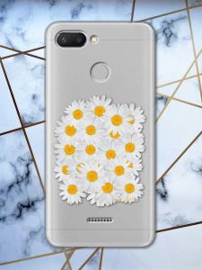 Прозорий чохол на Xiaomi Redmi 6  рельєфний дизайн Букет ромашок принт 40