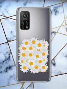 Прозорий чохол на Xiaomi Mi 10T / Mi 10T Pro рельєфний дизайн Букет ромашок принт 40