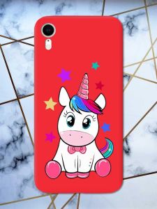 Матовий червоний чохол на Apple iPhone XR дизайн Єдиноріг принт 102