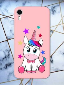 Матовий рожевий чохол на Apple iPhone XR дизайн Єдиноріг принт 102