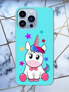 Матовий бірюзовий чохол на Apple iPhone 13 Pro Max дизайн Єдиноріг принт 102