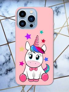 Матовий рожевий чохол на Apple iPhone 13 Pro Max дизайн Єдиноріг принт 102