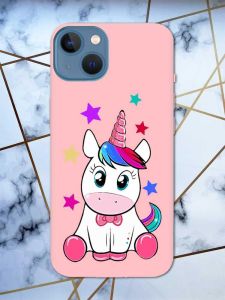 Матовий рожевий чохол на Apple iPhone 13 дизайн Єдиноріг принт 102