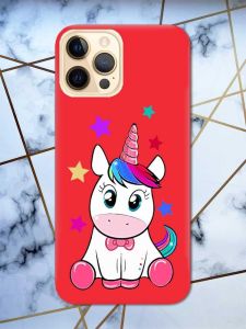 Матовий червоний чохол на Apple iPhone 12 Pro Max дизайн Єдиноріг принт 102