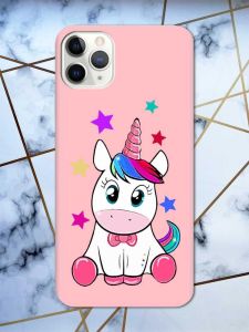 Матовий рожевий чохол на iPhone 11 Pro Max (6.5) дизайн Єдиноріг принт 102