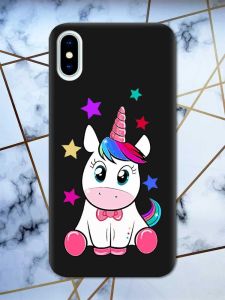 Матовий чорний чохол на iPhone X / Xs дизайн Єдиноріг принт 102