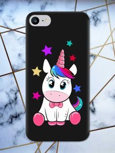 Матовий чорний чохол на iPhone 7 / 8 дизайн Єдиноріг принт 102