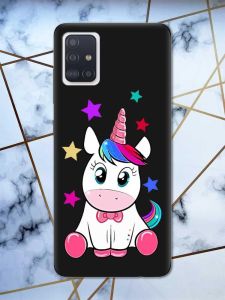 Матовий чорний чохол на Samsung Galaxy A51 дизайн Єдиноріг принт 102