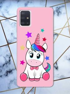 Матовий рожевий чохол на Samsung Galaxy A51 дизайн Єдиноріг принт 102