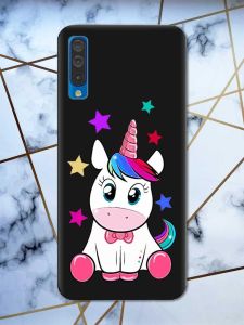 Матовий чорний чохол на Samsung Galaxy А50 (2019) А505 дизайн Єдиноріг принт 102