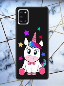 Матовий чорний чохол на Samsung Galaxy A31 дизайн Єдиноріг принт 102
