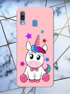 Матовий рожевий чохол на Samsung Galaxy А30 (2019) / А20 (2019) дизайн Єдиноріг принт 102