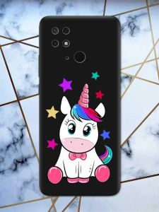 Матовий чорний чохол на Xiaomi Redmi 10C дизайн Єдиноріг принт 102