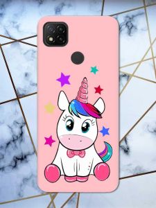 Матовий рожевий чохол на Xiaomi Redmi 9C / 10A дизайн Єдиноріг принт 102