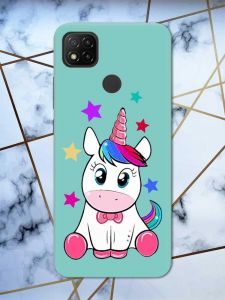 Матовий бірюзовий чохол на Xiaomi Redmi 9C / 10A дизайн Єдиноріг принт 102
