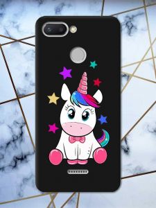 Матовий чорний чохол на Xiaomi Redmi 6 дизайн Єдиноріг принт 102